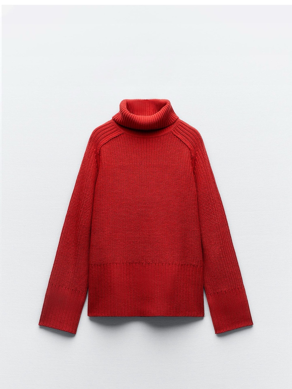 Zara Women's Red Chunky Turtleneck Sweater